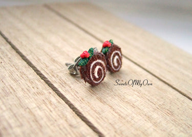 Yule Log Slices - Stud Earrings